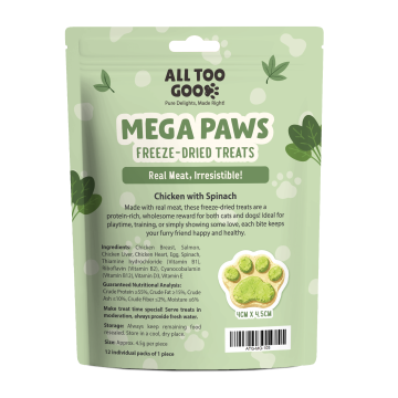 All Too Good  Mega Paws Freeze-Dried Treats Chic w/Spinach 54g